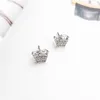 Pandora için Gül Altın Pembe Crown Saplama Küpe Otantik Sterlling Gümüş Düğün Partisi Takı Kadınlar için Kız Kız Arkadaş Hediye Tasarımcı Küpe Orijinal Kutu ile