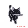 Notions Iron on Patches Black Cat Bite Knife Embroidered Patch Cute Animals Appliques Stickers for Clothes Backpacks DIY Accessory