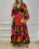 Sukienki zwyczajne geometryczne nadruk Latarna Suknia Maxi V Długość