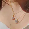 Pendant Necklaces Diamond Castle Necklace Heart For Women Girls Friendship Birthstone Gold Color Chain Jewelry Kids BirthdayGiftPendant