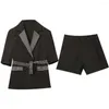 Kvinnors träningsdräkter sommar 2023 Shorts Business Suit Short Sleeve Blazer Women's Jacket Korean version Fashion Slim Pants Two-Piece