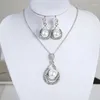 Necklace Earrings Set Pearl Gold Ladies Wedding Bride Teardrop Imitation Crystal Bridal