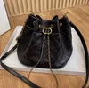 CC Brand Cross Body Vintage Cowhide Designer Bucket Bag Women Quilted Large Capacity Metal Chain Drawstring With Leather Belt Crossbody Handbags Lady Trend Shou