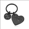 Key Rings Custom Keychain Engraved Date Stainless Steel Keyring Wedding Anniversary Gift For Boyfriend Girlfriend Drop Delivery Jewel Otsrd