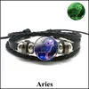 Autres bracelets Personnalisé Gemini Lion Balance Scorpion Sagittaire 12 Constellation Bracelet lumineux Cuir Zodiac Charm Bijoux Drop Deli OTCP4