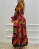 Sukienki zwyczajne geometryczne nadruk Latarna Suknia Maxi V Długość