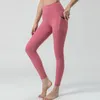 Aktif Pantolon Yoga Fitness Spor Salonu Taç legging 2 cep Düz renkli spor kadınlar Tam uzunlukta elastik egzersiz giymek yüksek bel karın