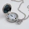 Pocket Watches Vintage Butterfly Pendant Bronze Silver Flip Clock Mirror Students Girl Gift Quartz Necklace