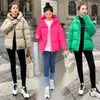 Trenchs de femmes manteaux de mode veste d'hiver femmes coton rembourré vêtements d'extérieur col montant à capuche femme manteau court solide parka ovecoat pain