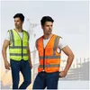 Fourniture de sécurité au travail Haute visibilité Travail de construction Avertissement Réfléchissant Trafic Gilet de travail Vert Réfléchir Vêtements de sécurité Mens V Dhcej