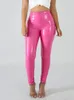 Vrouwen Broek Latex Pu Leer Vrouwen Roze Zwarte Strakke Broeken Streetwear Mode Hoge Taille Potlood Broek Vrouwelijke Slanke Bodems