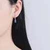 Kolczyki Dangle żyrandol Jyouhf moda Korean niebieski kwadratowy kryształ dla kobiet luksusowa cyrkon 925 Srebrny kropla pendientes m