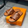 Men Slippers Designer Leather Sandals Flip Flop Heritage Calfskin Sandals Summer Lazy Large Beach Casual Slides