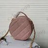 CC Brand Cross Body Womens Pink Mini Round Bags With Handle Mirror Lined Vanity Caviar Cowhide Classic Diamond Quilted Hardware Chain Crossbody Wallets Designer