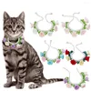 Hundhalsar kattkrage justerbar stickad halsband liten blomma