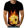 Erkek Tişörtleri 2023 Poker Erkekler T-Shirts 3D Baskı Üstleri Tees Moda Ace Baskı Yaz Sonbahar Kısa Kollu Öğrenciler Faddish Casual Giyim