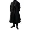 Trench-Coat en mélange de laine pour hommes, manteau de haute qualité, col de costume, simple boutonnage, longueur aux genoux solide, automne et hiver, 230107