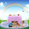 Table Skirt Shining Pink Tulle Tutu Cloth 3 Layer Long Yarn Wedding Birthday Baby Shower Party El Tableware Decoration