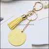 Key Rings Disc Tassel Keychain Bronzing Letter Pendant Leather Chain Bag Mother Day Party Gift Supplies 5 Colors 1254 B3 Drop Delive Dhcy0