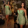 Stylish Mint Green Prom Dresses Strapless Tassels Party Dresses P￤rled Mini Gracieful Custom Made aftonkl￤nning