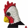 Party Masks White Latex Rooster Adts Mad Chicken Cockerel Mask Halloween Scary Funny Masquerade Cosplay 220704 Drop Delivery Home Ga Dhfze