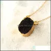 ペンダントネックレスINSゴールドメッキMTICOLOR IRREGAR NATURAL DRUZY STONE NECKLACE GEOMETRIC REAL CRYSTAL DREVIRY JEWELRY PENDANTS OTYWF