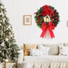 Flores decorativas grinaldas de Natal com lanterna LED e bolas vermelhas pendentes penduradas na frente para a decoração da loja de casas de férias de inverno