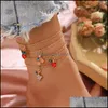 Enkelbanden zomer appel stberry cherry druiven link ketting diamant fruit hangers voet enkel armband drop levering sieraden otmcv