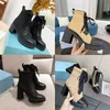 2023 Designer Paris Borde Leather en Nylon Laced Fabric Boots Monolith Mini Bag Lug Sole Combat Women Ankle Australia Platform Heels Winter Sneakers met doos