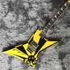 Lvybest Electric Guitar Custom Irregular Shape Body in Yellow Color Accept Guitar Bass