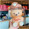 Bouteilles D'eau Kawaii Ours Bouteille Avec St Sangle Grande Capacité Lait Bulle Tasse À Thé Mignon Enfants Filles École Boisson En Plein Air 220318 Drop D Dhuf7