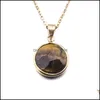 Collane a ciondolo Fashion Round Round Stone Natural Turuoise Druzy Necklace Gold Opal Rosa Crystal Drusy For Women Delivery Delivery Gioielli Pe Oter4