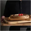 Dishes Plates Round Square Wood Plate Dish Sushi Platter Dessert Biscuits Tea Server Tray Cup Holder Pad 12 Sizes Customizable Dro Dhuja