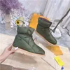 2023 Designer Paris Pillow Comfort Botines Cordones de lona de nylon Mulas de cuero de napa Botines acolchados de nieve clásicos Forros de tela Zapatillas de deporte de invierno Con caja original