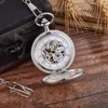 Pocket Watches 2023 Luxury Goat Skeleton Mechanical Watch Men Woman Antique Necklace & Fob Chain Male Clock