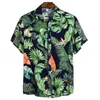 Men's Casual Shirts Men Shirt Summer Style Palm Tree Print Beach Hawaiian Short Sleeve Floral Hawaii 3XL Camisa Masculina