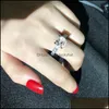 Band Rings 18K Gold Filled Solitaire Design High Carbon Diamond Women Wedding Ring Drop Delivery Jewelry Otrf0