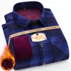 Men's Casual Shirts Men Brand Winter Warm Leisure Long Sleeved Plus Thick Printed Plaid Shirt Wool Double-sided Velvet No-shrinkable Top