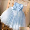 Flickans klänningar fancy Girls Dress Birthday Party Princess Lace Kids Ball Gown Elegant Casual Children Tle Dots Storlek 410T 220119 Drop DHGB8