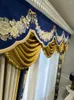 Curtain Customized French European Modern Villa Blue Color Blocking Curtains For Living Room Bedroom Chenille Blackout Luxury Screens