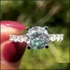 Band Rings 18K Gold Filled Solitaire Design High Carbon Diamond Women Wedding Ring Drop Delivery Jewelry Otrf0