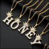 Pendant Necklaces High Quality Jewelry Zircon Paved Crown Initial Letter Alphabet Gold Necklace Letters For Women Drop Delivery Penda Otbjt