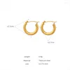 Kolczyki Hoop Classic Titanium Steel Hisging Circle for Women Vintage 18K Gold Plane Ear Bugains Fashion Jewelry Akcesoria