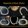 Mode Personnalisé Vvs Baguette Moissanite Diamant Hip Hop Rappeur Épais 14mm 16mm 20mm 925 Argent Cubain Lien Chaîne Bracelet Hommes Oem 10k Or