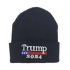 Другой домашний текстиль 2024 Трамп вязаная шерстяная шляпа Американская кампания Мужчина и женские холодные теплые шляпы бросают доставку сад текстиль Dhggk