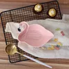 Plates Creative 3D Pink Flamingo Ceramic Plate Rishes Bowl Torkad fruktdessert servis porslin Dekorativ