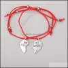 Inne bransoletki konfigurowalny stopowy wisiorek czerwony pleciony lina Bransoletka przyjaźń prosta para biżuterii dostawa OTQ6O