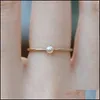 Band Rings Little Pearl Ring Ornaments Simplicity Temperament Light Luxury Cold Wind Female Jewellery Accessories Gold Plated 1 9Dw Otckx