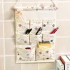 Storage Boxes Simple Fabric Hanging Bag Wall Door Bedroom Home Mobile Phone Sundries Decoration Pocket