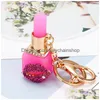 Key Rings Lipstick Chains Crystal Rhinestone Car Keyrings Holder Women Fashion Keychains Accessories Jewelry Bag Pendant Charms For Dh1Q6